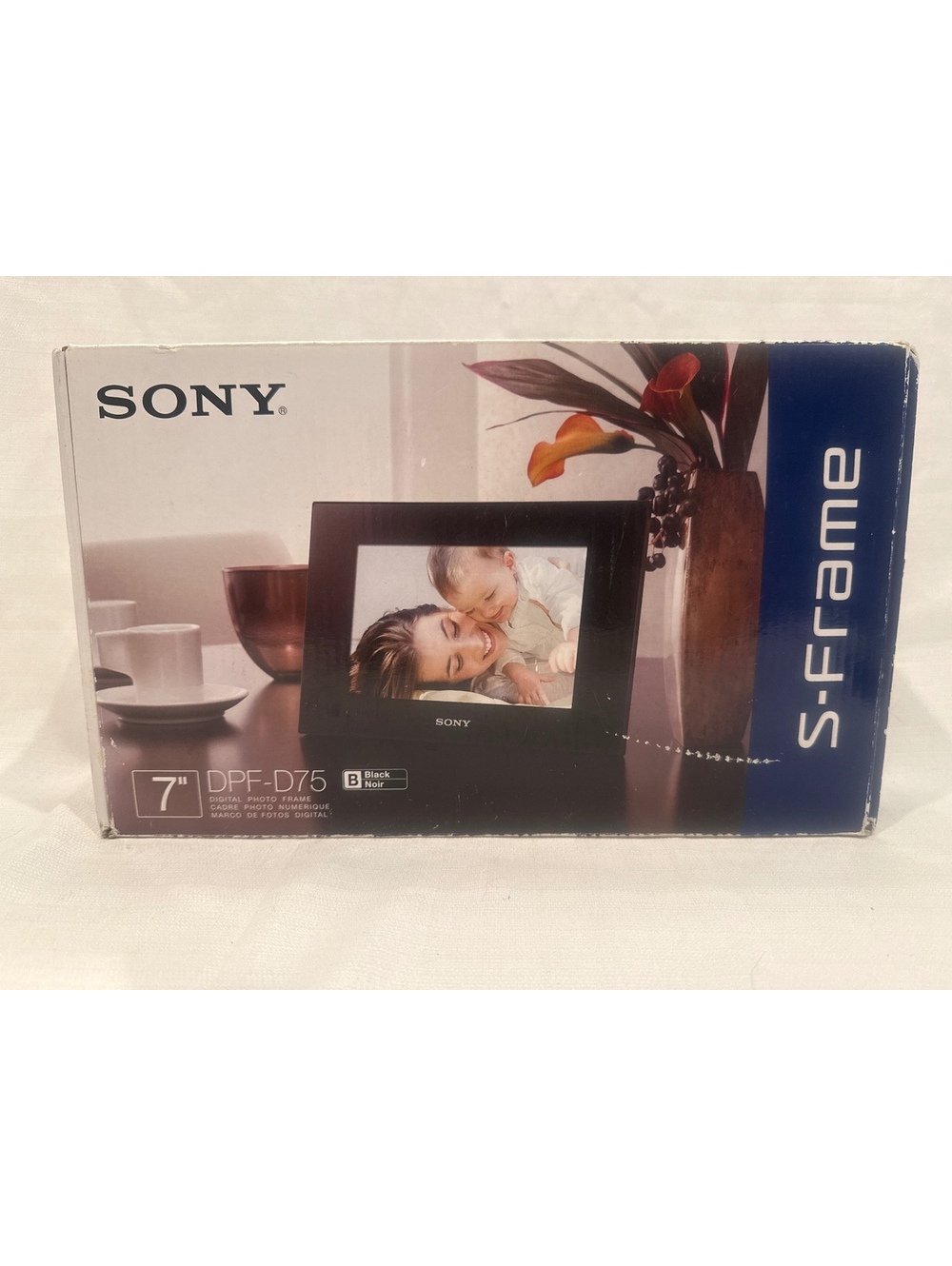Sony S-Frame DPF-D75 7-Inch Digital Photo Frame Black Tested and Working